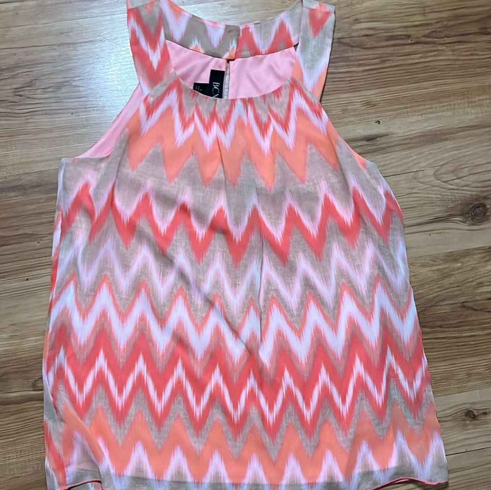 BCX Orange and Pink Sleeveless Tank Top